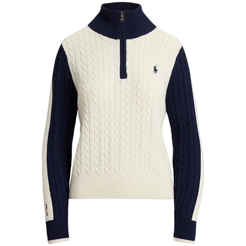 Women's Paneled Cable - Knit 1/4 Zip Pullover - Fairway Styles