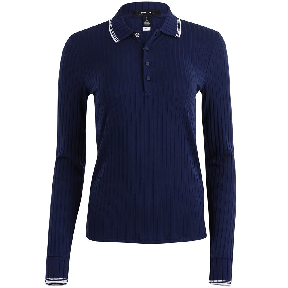 Women's Slim Fit Ribbed Long Sleeve Polo