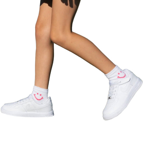 Juniors' Pink Smiley Socks