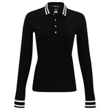 Women's Slim Fit Ribbed Long-Sleeve Polo