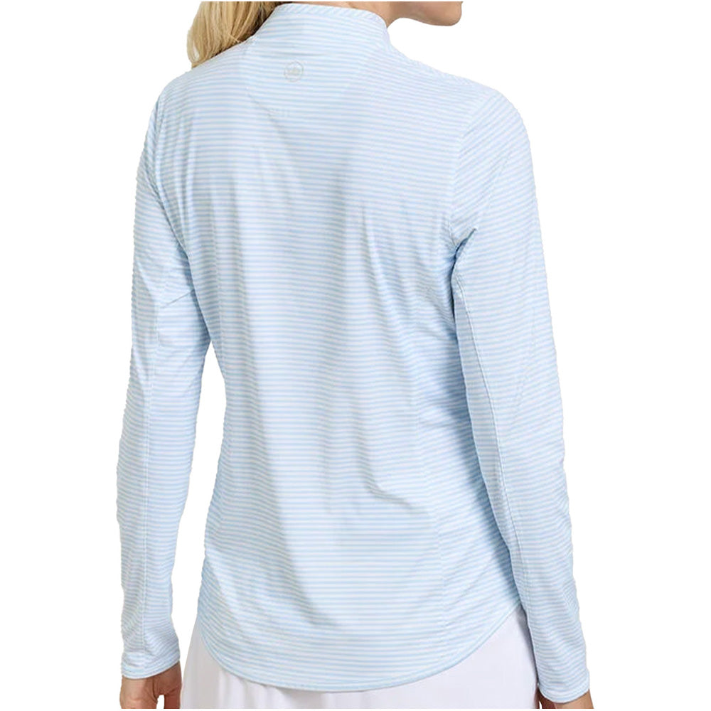 Women's Shadebreak Bunker Stripes Lightweight Long Sleeve 1/4 Zip Blade Collar Sun Shirt