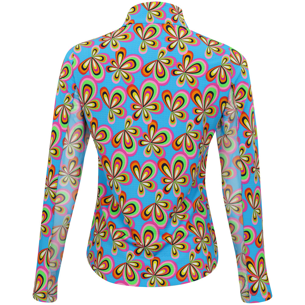 Women's Long Sleeve 1/4 Zip Mock Neck Top - Arya Print