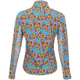 Women's Long Sleeve 1/4 Zip Mock Neck Top - Arya Print