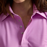 Women's Luxury Warp Knit Long Sleeve Polo