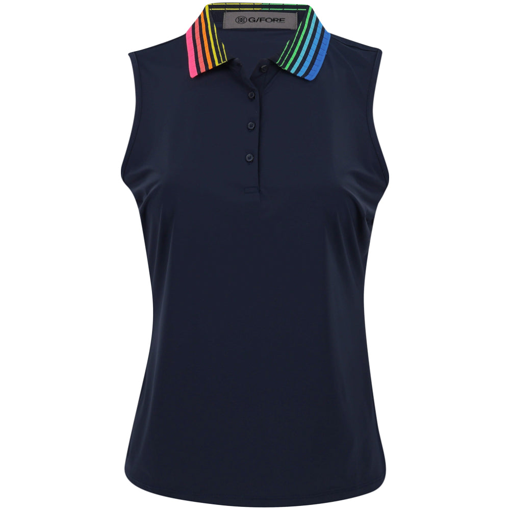 Women's Gradient Collar Silky Tech Nylon Sleeveless Polo
