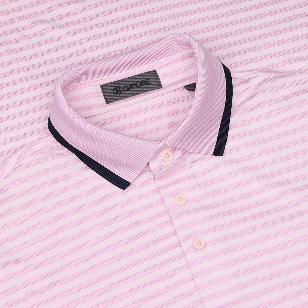 Perforated Stripe Jersey Polo