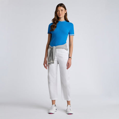 Women's Cable Knit Short Sleeve Crewneck Sweater