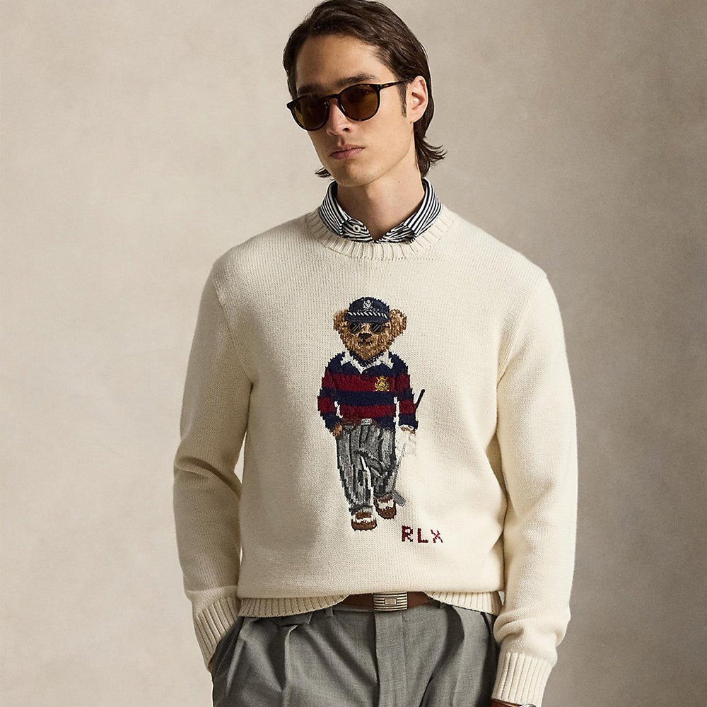 Merino Coolmax Bear Crewneck Sweater