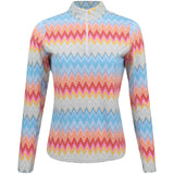 Women's Long Sleeve 1/4 Zip Mock Neck Top - Susan Print