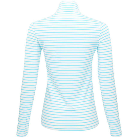Women's The Gemma Striped Long Sleeve 1/4 Zip Mock Neck Top - Fairway Styles