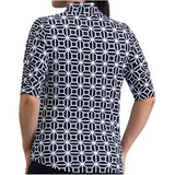 Women's Carolyn Ruched Elbow Sleeve Mandarin 1/4 Zip Collar Top - Black Print