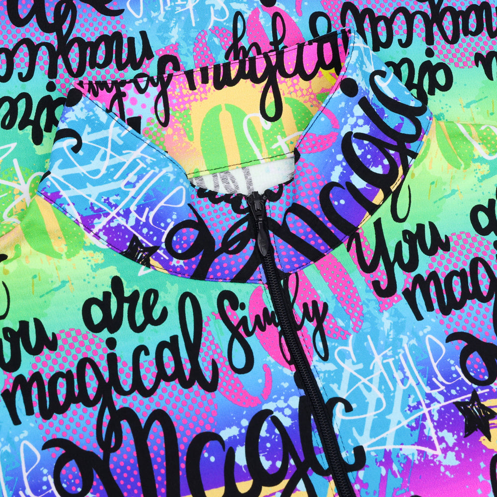 Women's Girl Power Print  Long Sleeve Mock Neck Top