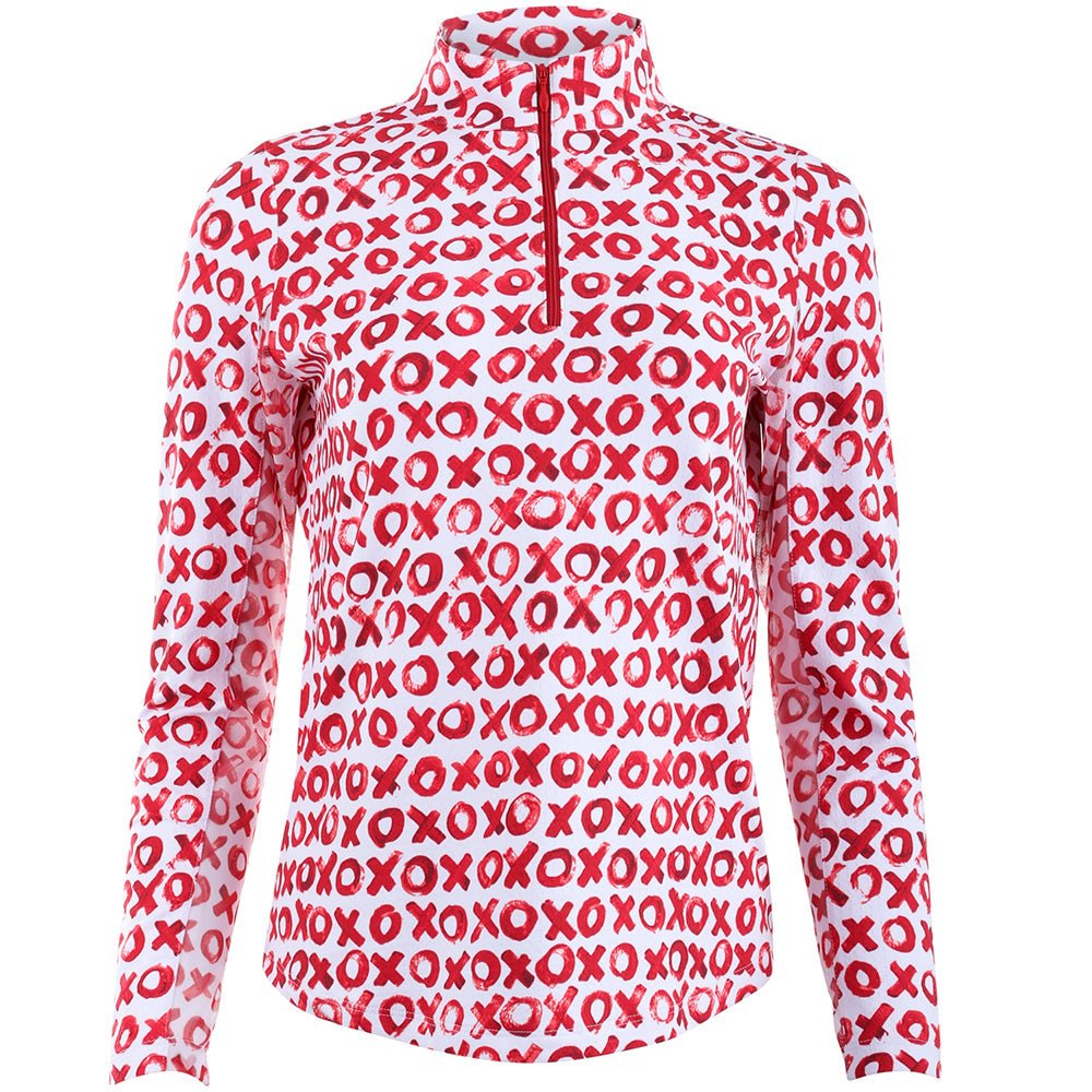 Women's Hugs & Kisses 1/4 Zip Mock Neck Pullover - Fairway Styles