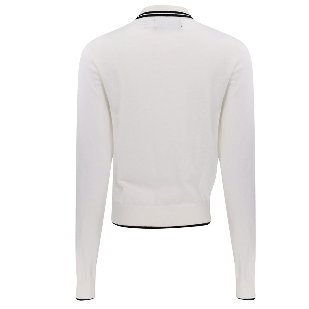 Women's Cotton-Blend Polo-Collar Cardigan