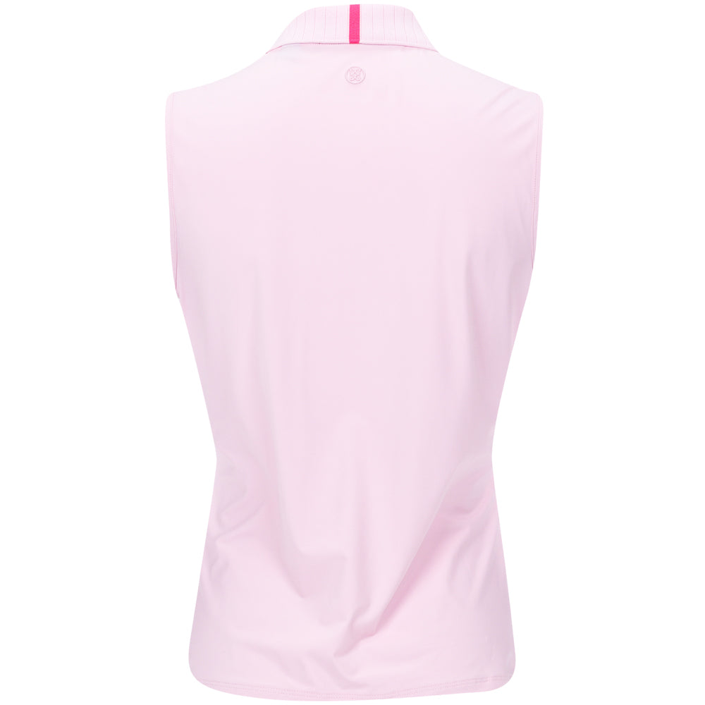 Women's Pleated Collar Silky Tech Nylon Sleeveless Polo