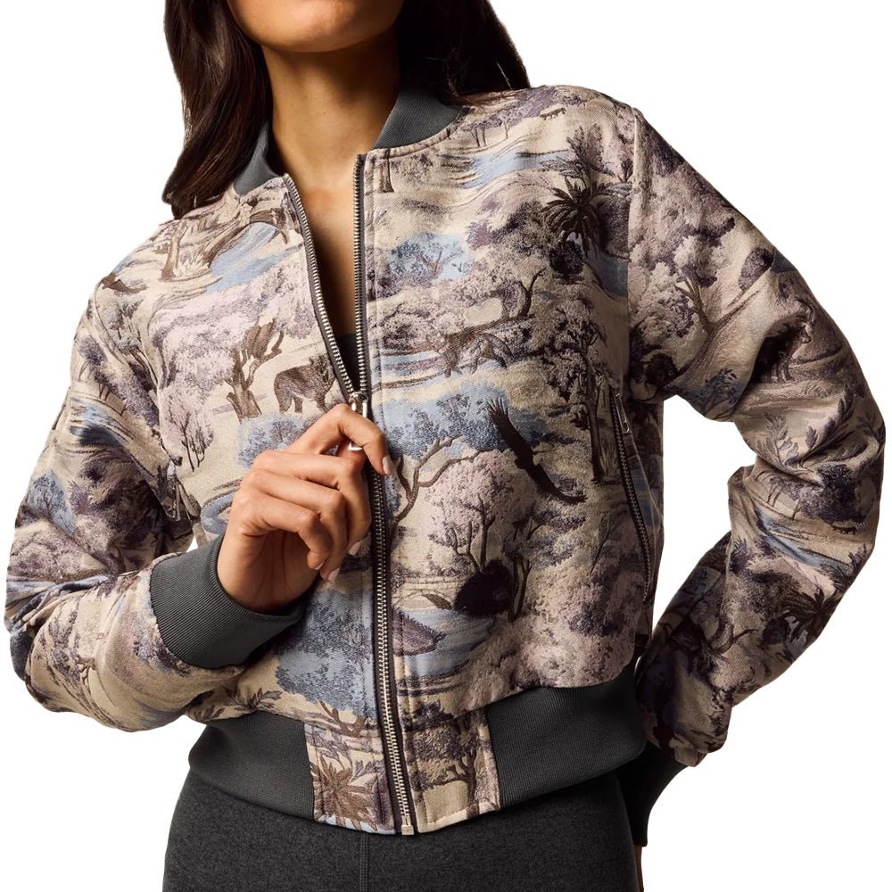 Women's Where Wolves Roam Jacquard Bomber Jacket - Fairway Styles