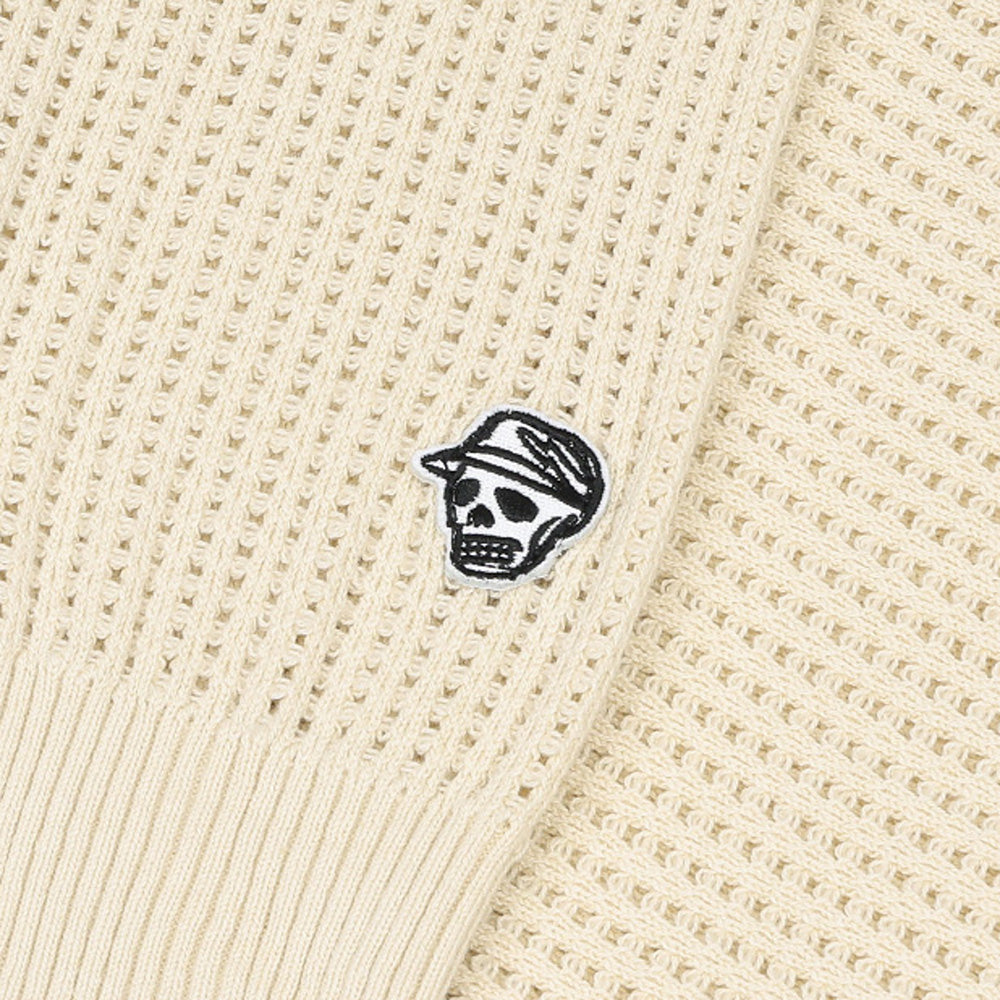 Loose Knit Long Sleeve 1/4 Zip Polo