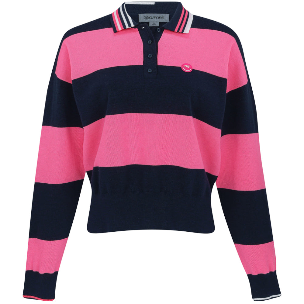 Women's Italian Wool Rugby Stripe Polo Sweater