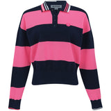 Women's Italian Wool Rugby Stripe Polo Sweater
