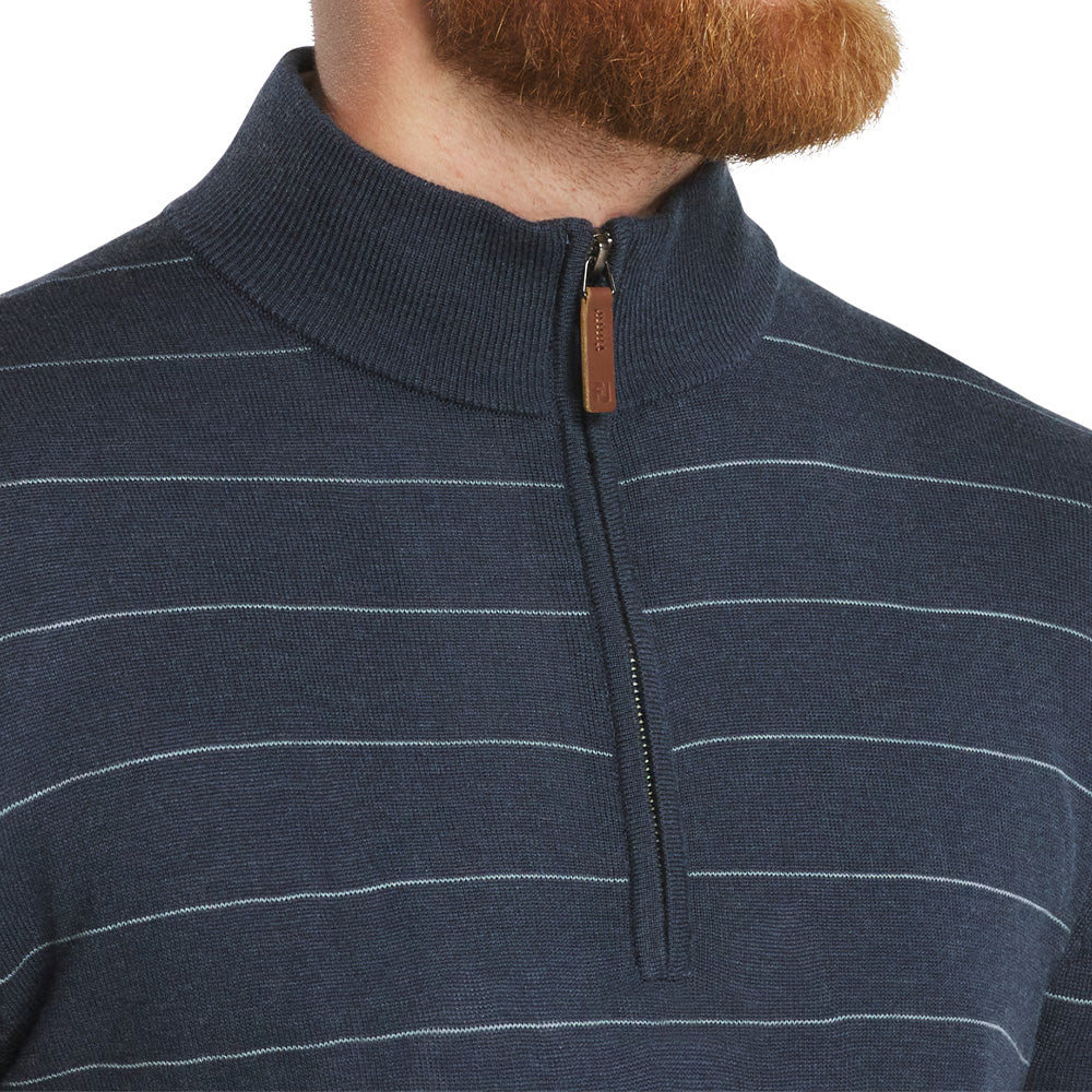 Wool Heather Stripe 1/4 Zip Sweater