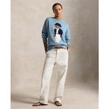 Women's Polo Bear Oversize Cotton Crewneck Sweater