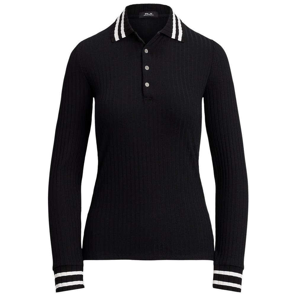 Women's Slim Fit Ribbed Long-Sleeve Polo