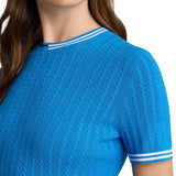 Women's Cable Knit Short Sleeve Crewneck Sweater