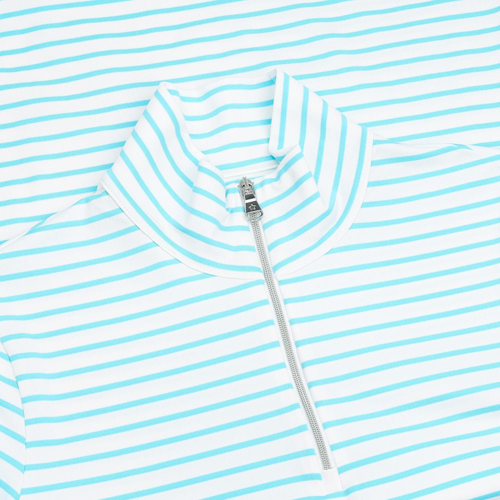 Women's The Gemma Striped Long Sleeve 1/4 Zip Mock Neck Top - Fairway Styles
