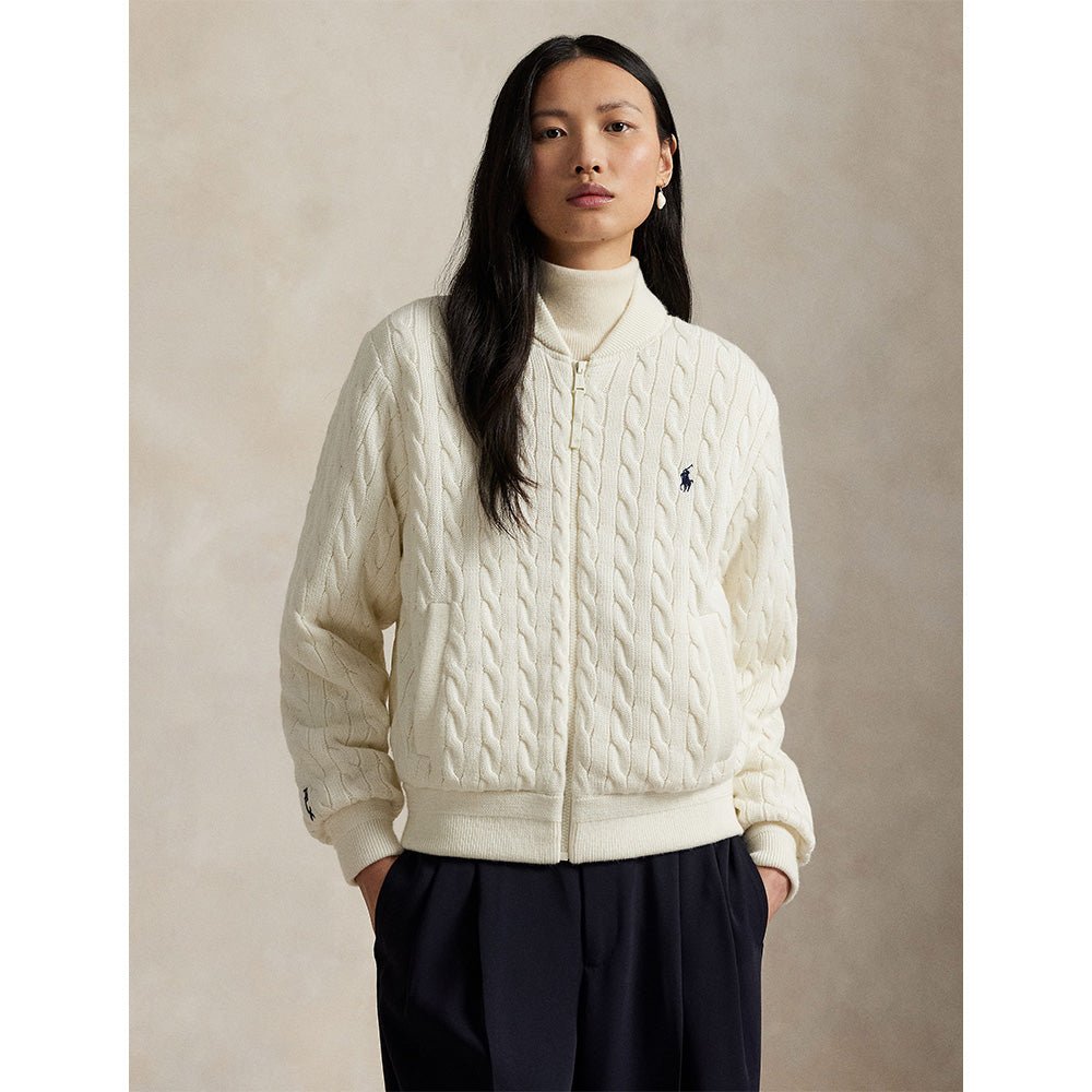 Women's Hybrid Cable - Knit Bomber Jacket - Fairway Styles