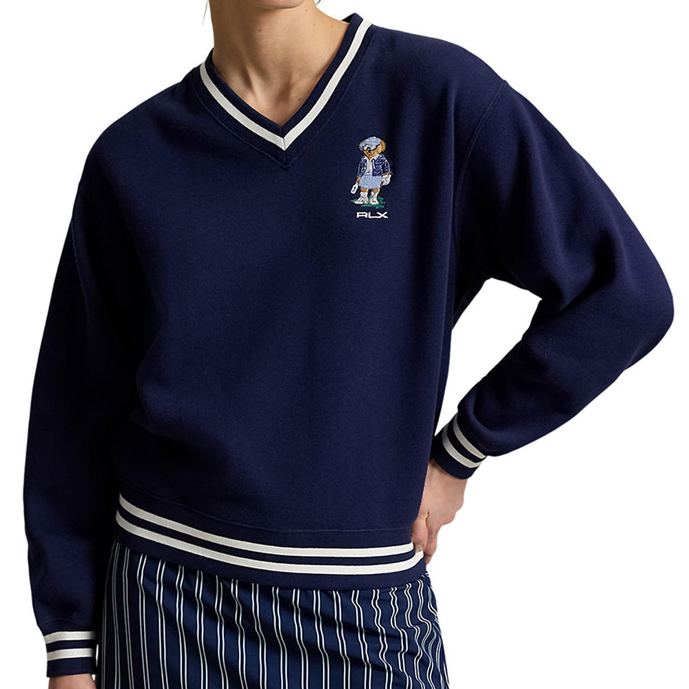 Women's Polo Bear Fleece V-Neck Pullover