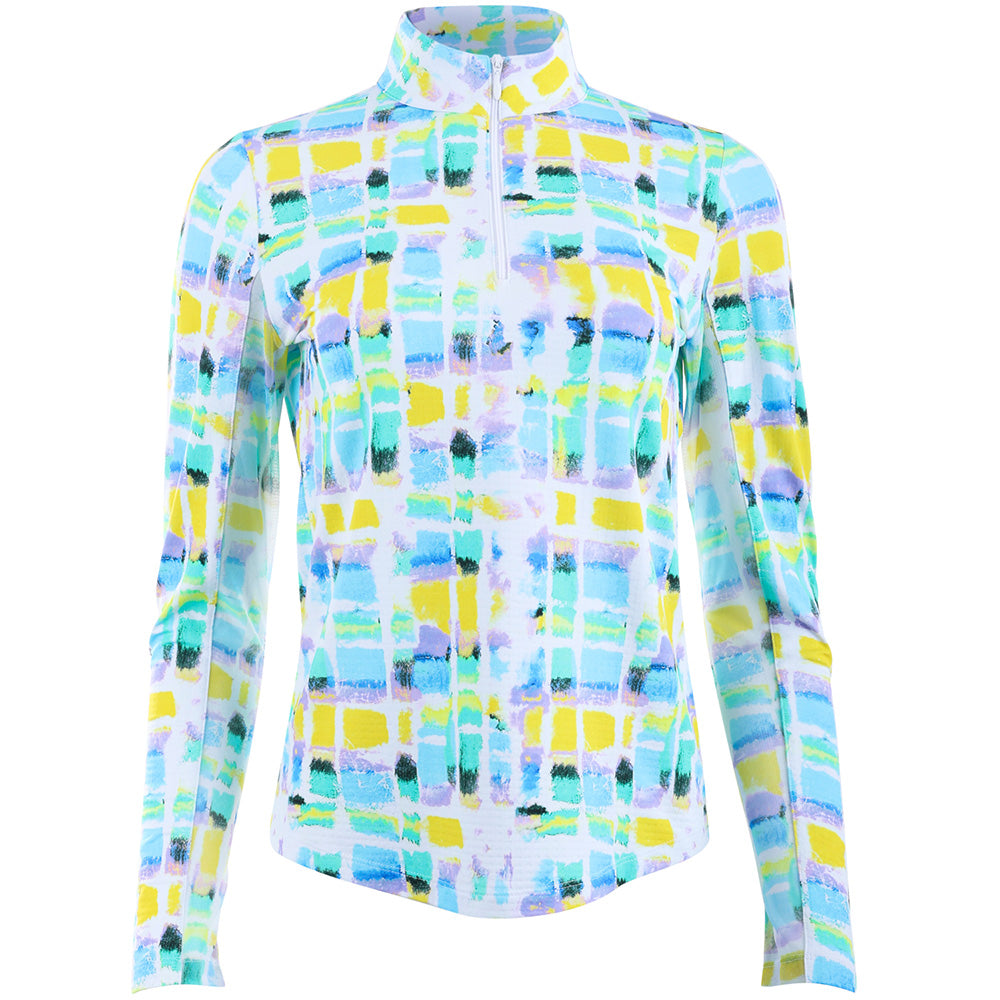 Women's Tatiana Print Long Sleeve 1/4 Zip Mock Neck Top
