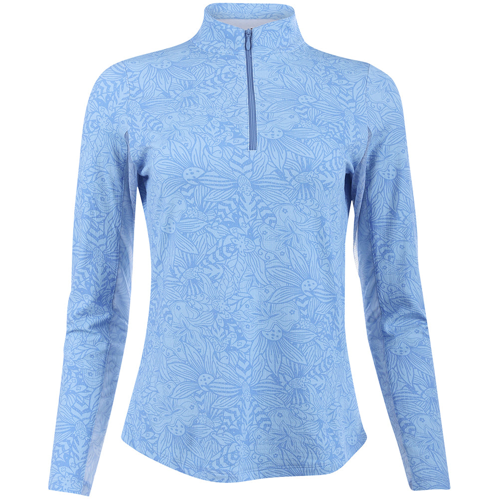 Women's Long Sleeve 1/4 Zip Mock Neck Top - Annie Print