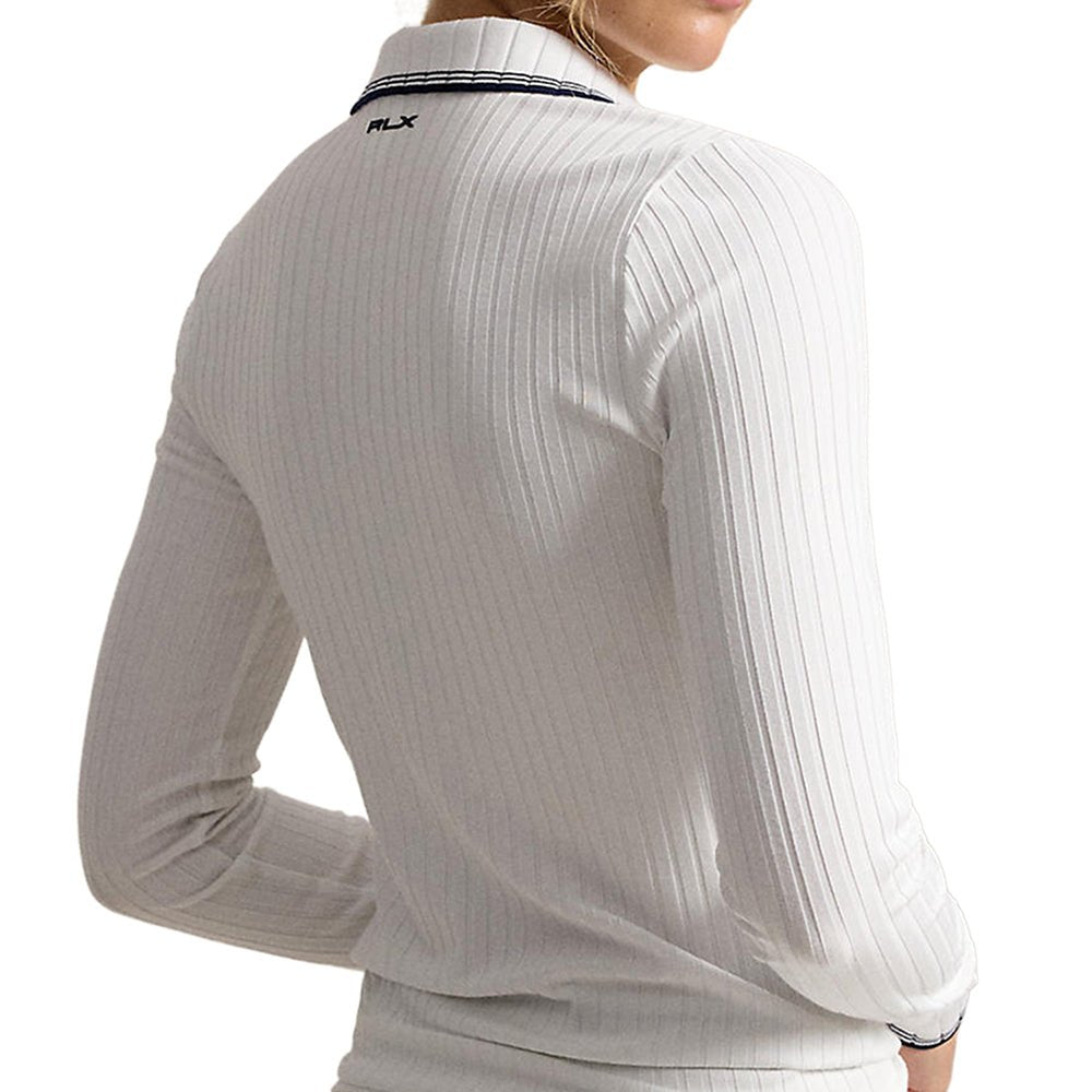 Women's Slim Fit Ribbed Long Sleeve Polo