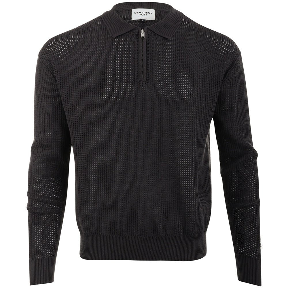 Loose Knit Long Sleeve 1/4 Zip Polo