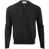 Loose Knit Long Sleeve 1/4 Zip Polo