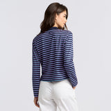 Women's Striped It Tech Pique Relaxed Long Sleeve Polo