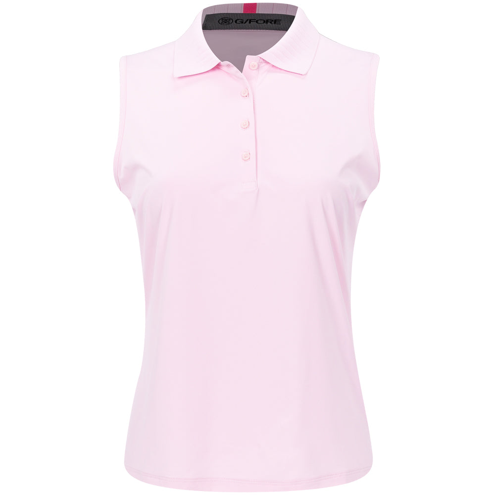 Women's Pleated Collar Silky Tech Nylon Sleeveless Polo