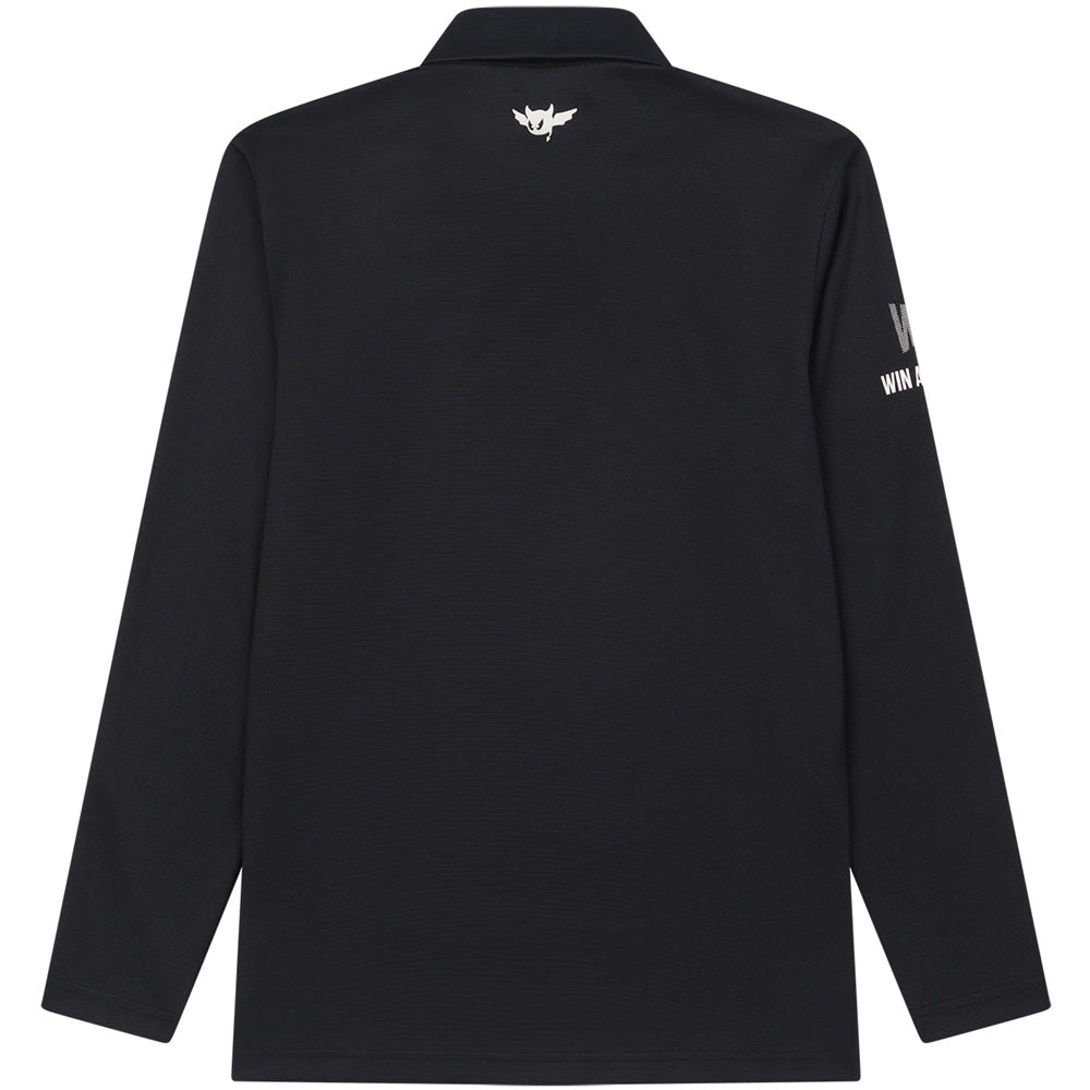 Logo Placket Long Sleeve Polo