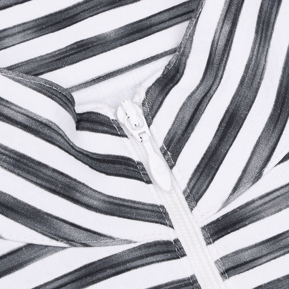 Women's Long Sleeve 1/4 Zip Mock Neck Top - Landon Stripe II Print