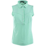 Women's Paneled Stripe Tech Pique Sleeveless Polo