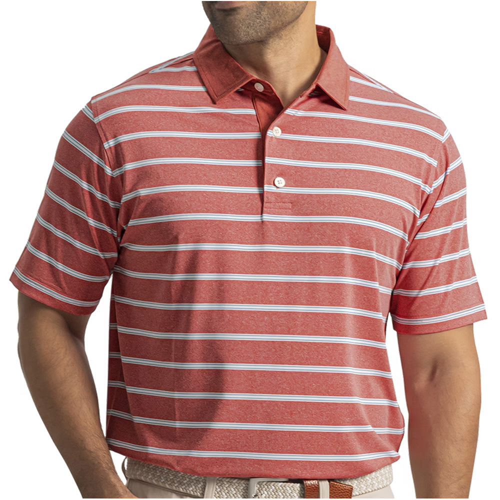 Open Stripe Heather Polo