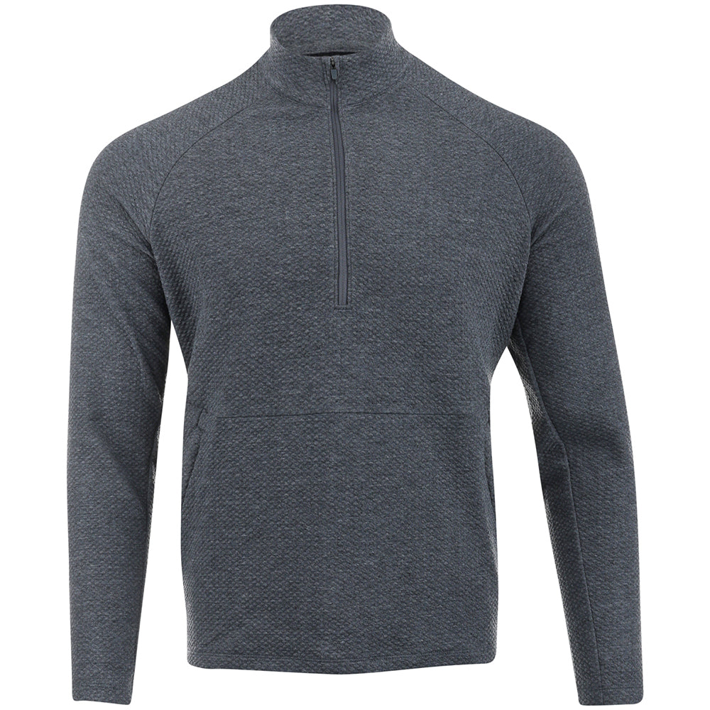 Solid Popcorn Stitch 1/4 Zip Mock Neck Pullover