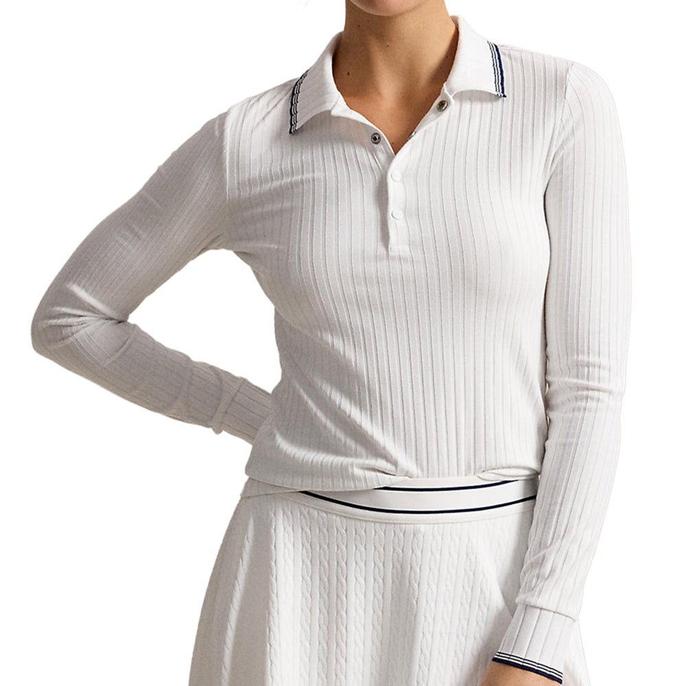 Women's Slim Fit Ribbed Long Sleeve Polo