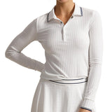 Women's Slim Fit Ribbed Long Sleeve Polo