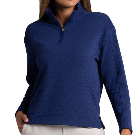 Women's Long Sleeve Mock Neck Top - Popcorn Stitch - Fairway Styles
