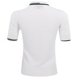Women's Ribbed Knit Sweater Polo