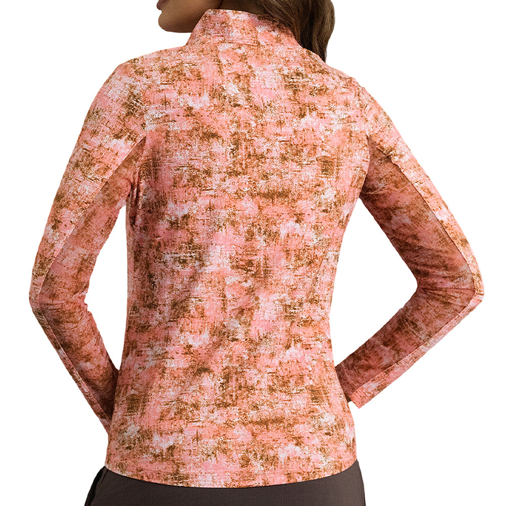 Women's Long Sleeve 1/4 Zip Mock Neck Top - Kate Print