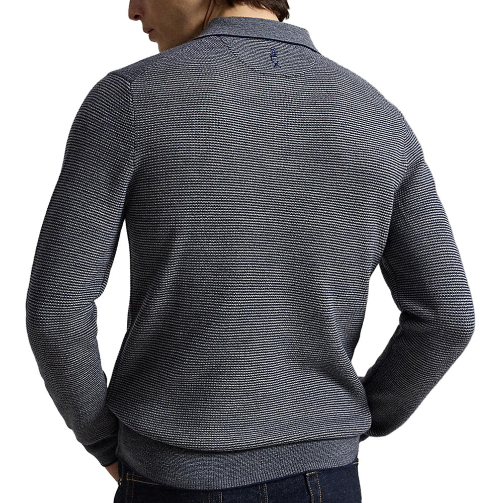 Striped Performance Polo Collar Sweater