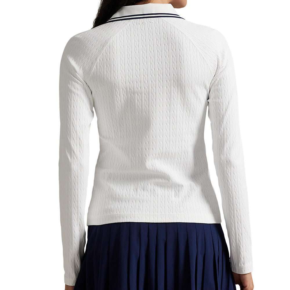 Women's Cable Long Sleeve 1/4 Zip Polo - Fairway Styles