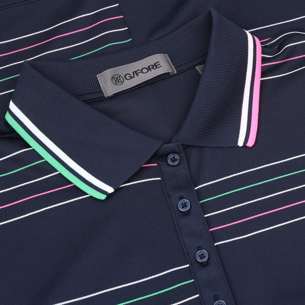 Women's Offset Stripe Tech Pique Sleeveless Polo